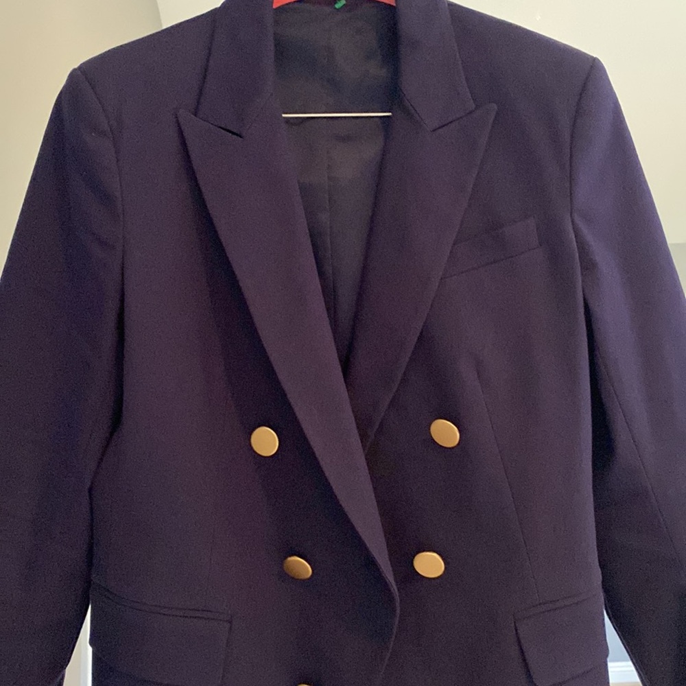 Theory navy blue jacket with brass buttons - Picture 3 of 5